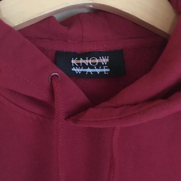 KNOW WAVE Logo Red Pullover Hoodie Size S - Picture 3 of 3